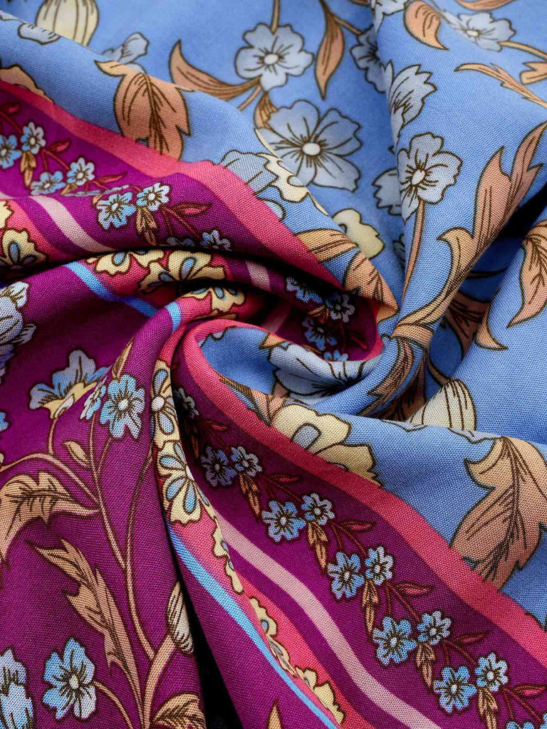 1970s Floral Printed Flounce Sleeves Bohemian Dress