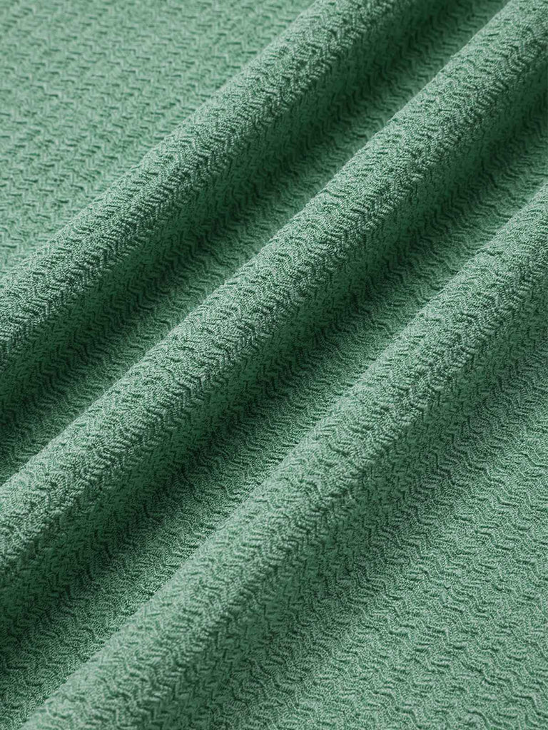 Green 1940s Solid Textured Wide-Leg Pants