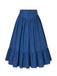 Blue 1940s Cotton Lace Hem Pleated Skirt