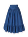 Blue 1940s Cotton Lace Hem Pleated Skirt
