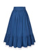 Blue 1940s Cotton Lace Hem Pleated Skirt