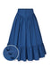 Blue 1940s Cotton Lace Hem Pleated Skirt