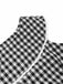 Black 1950s Gingham Plaid Lace Trim Belted Dress