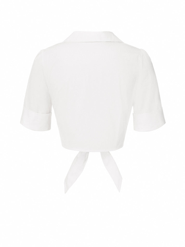 [Pre-Sale] White 1960s Button Pure Cotton Blouse