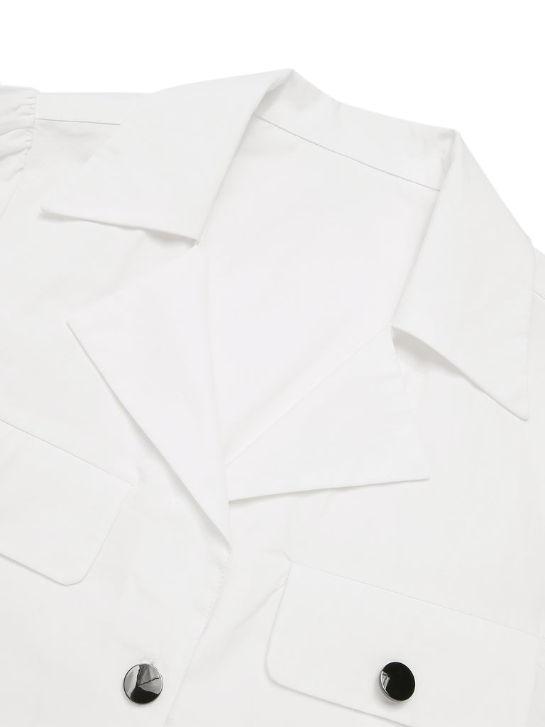 [Pre-Sale] White 1960s Button Pure Cotton Blouse