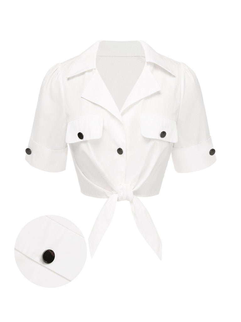 [Pre-Sale] White 1960s Button Pure Cotton Blouse