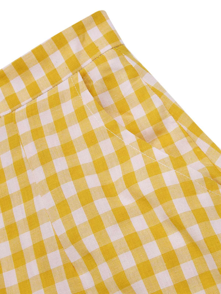 [Pre-Sale] Yellow 1960s Ruffles Plaid Skirt