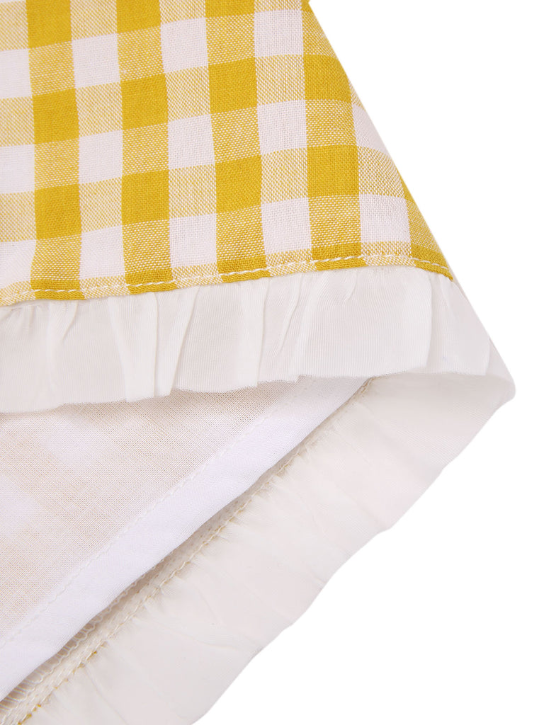 [Pre-Sale] Yellow 1960s Ruffles Plaid Skirt