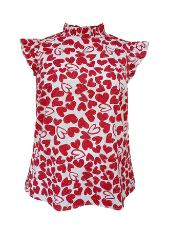[Plus Size] Red 1950s Heart Sleeveless Pull On Top