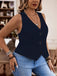 [Plus Size] Dark Blue 1950s V-Neck Sleeveless Vest