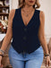 [Plus Size] Dark Blue 1950s V-Neck Sleeveless Vest