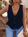 [Plus Size] Dark Blue 1950s V-Neck Sleeveless Vest
