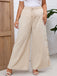 [Plus Size] Cream Color 1950s Solid Wide-leg Pants