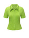 Green 1960s Lapel Knitted Solid Blouse