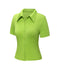 Green 1960s Lapel Knitted Solid Blouse
