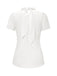 White 1930s Solid Keyhole-Neck Satin Blouse