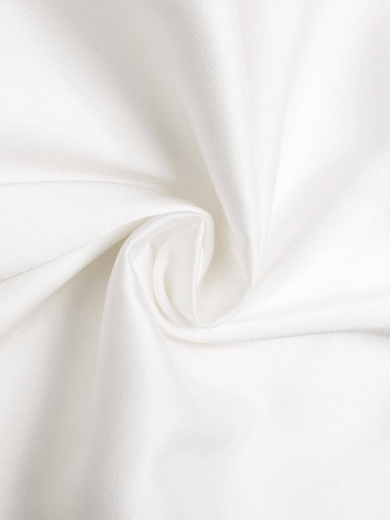 White 1930s Solid Keyhole-Neck Satin Blouse
