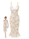 [Pre-Sale] 1930s Spaghetti Strap Floral Ruched Mermaid Dress