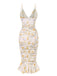 [Pre-Sale] 1930s Spaghetti Strap Floral Ruched Mermaid Dress