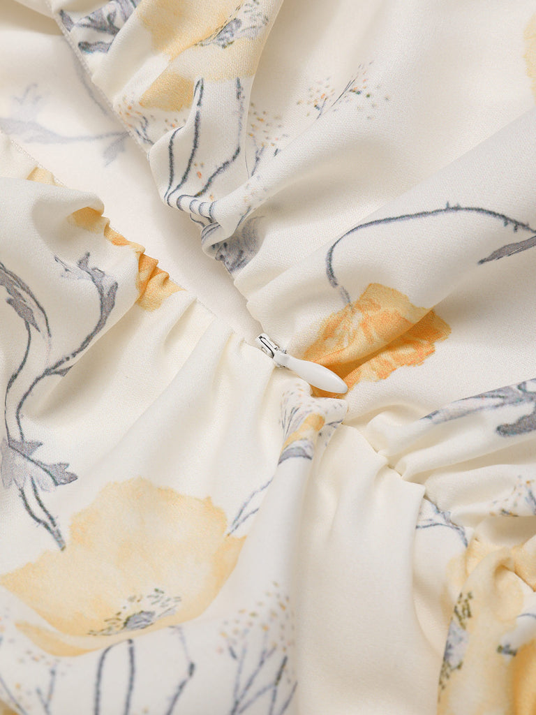 [Pre-Sale] 1930s Spaghetti Strap Floral Ruched Mermaid Dress