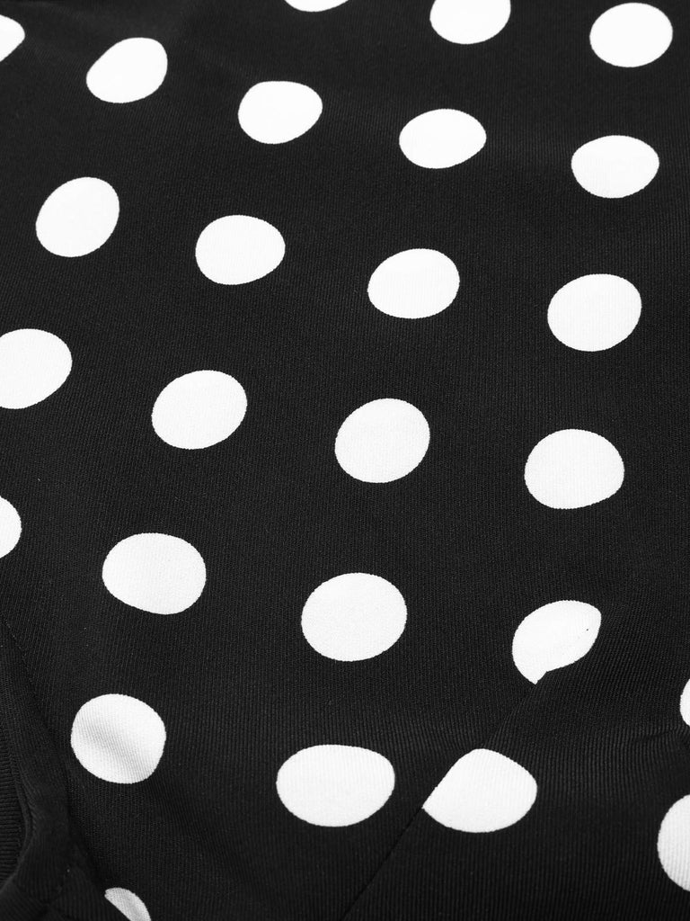 [Pre-Sale] Black 1960s Polka Dots Patchwork Pencil Dress