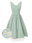 [Pre-Sale] Aqua Green 1950s Tulle Daisy Embroidered Dress