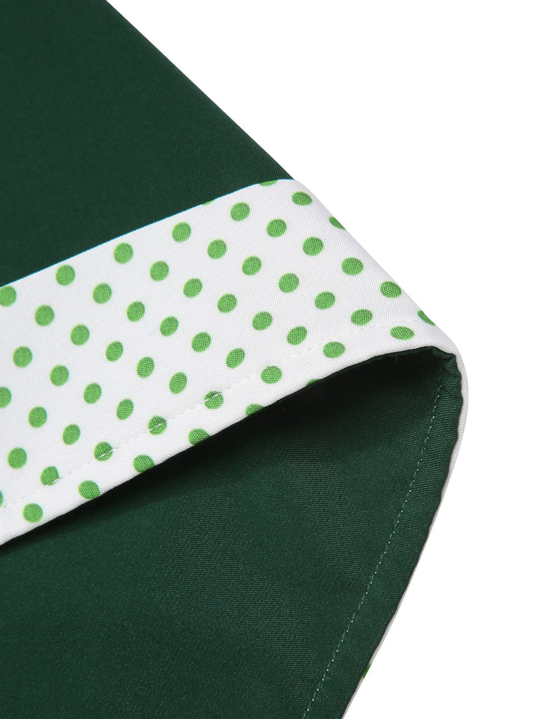 [Pre-Sale] Green 1950s Polka Dot Waisted Camisole & Pleated Shorts