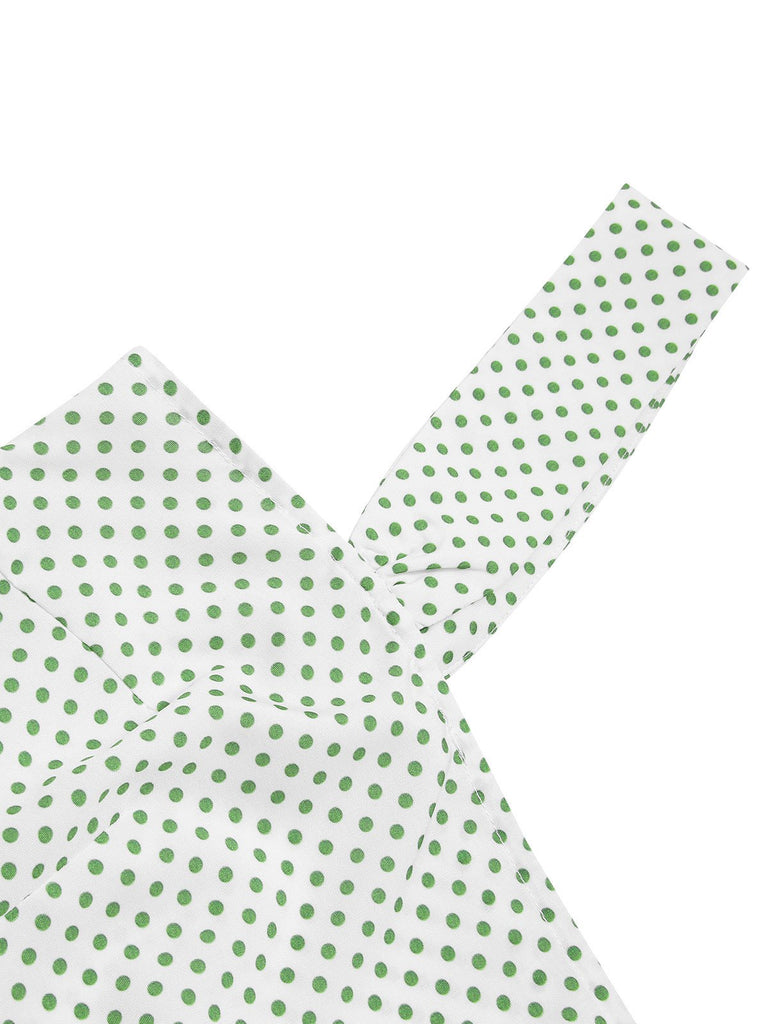 [Pre-Sale] Green 1950s Polka Dot Wide Straps Waisted Camisole