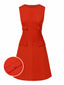 [Pre-Sale] Red 1960s Round Neck Sleeveless A-line Dress