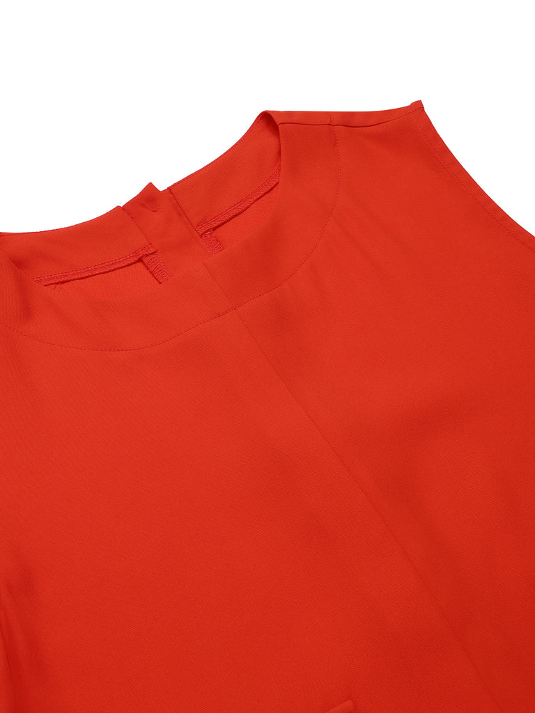 [Pre-Sale] Red 1960s Round Neck Sleeveless A-line Dress