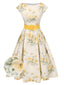 [Pre-Sale] Yellow 1950s Boat Neck Antique Floral Dress