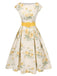 [Pre-Sale] Yellow 1950s Boat Neck Antique Floral Dress