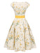 [Pre-Sale] Yellow 1950s Boat Neck Antique Floral Dress