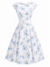 Yellow 1950s Boat Neck Antique Floral Dress