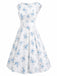 Yellow 1950s Boat Neck Antique Floral Dress