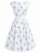 Yellow 1950s Boat Neck Antique Floral Dress