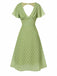[Pre-Sale] Green 1940s Back Hollow-Out Polka Dots Dress