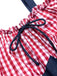 1950s Cold Shoulder Plaids Contrast Denim Romper