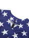 Blue 1950s Star Stripe V-Neck Patchwork Dress