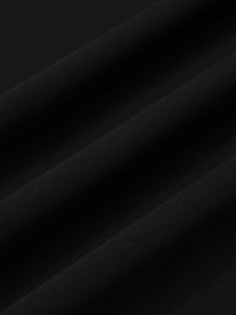 Black 1950s Contrast Trim Straight-Leg Pants