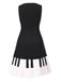 [Pre-Sale] Black 1960s Boat Neck Piano Key Patchwork Dress
