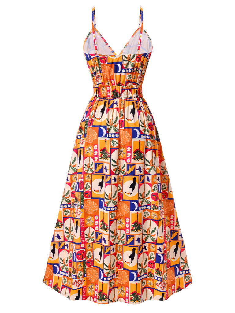 [Pre-Sale] Multicolor 1970s Tropical Floral Dress