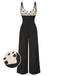 [Pre-Sale] Black 1950s Strap Bow-Back Polka Dots Jumpsuit