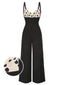[Pre-Sale] Black 1950s Strap Bow-Back Polka Dots Jumpsuit