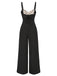 [Pre-Sale] Black 1950s Strap Bow-Back Polka Dots Jumpsuit