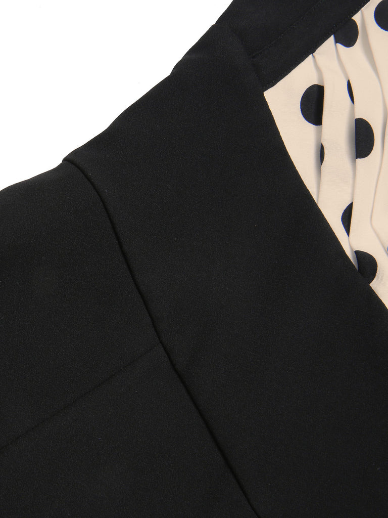 [Pre-Sale] Black 1950s Strap Bow-Back Polka Dots Jumpsuit