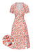 [Pre-Sale] 1940s Ruffles V-Neck Roses Side Slit Dress