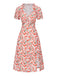 [Pre-Sale] 1940s Ruffles V-Neck Roses Side Slit Dress