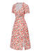 [Pre-Sale] 1940s Ruffles V-Neck Roses Side Slit Dress