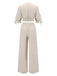 2PCS 1930s Solid V-Neck Smocked Top & Wide-Leg Pants